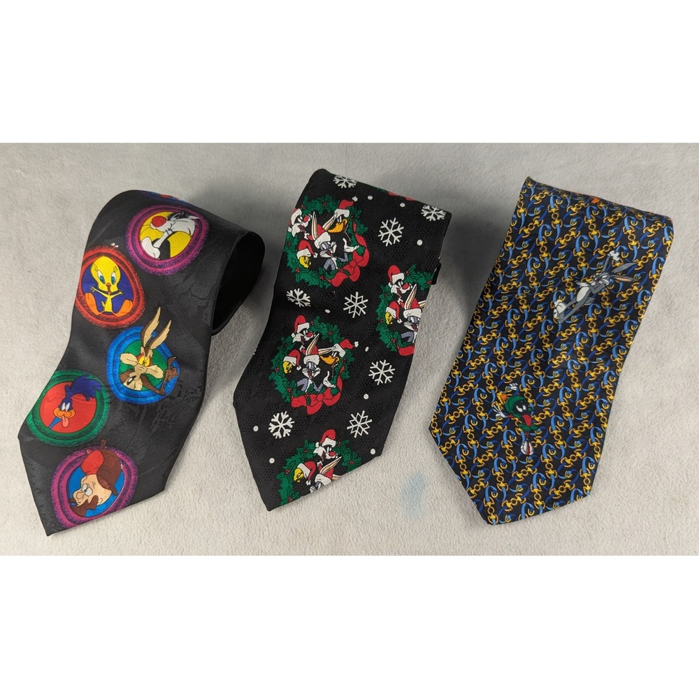 Set of 3 Vintage 90's Looney Tunes Mania‎ Mens Neck Ties
